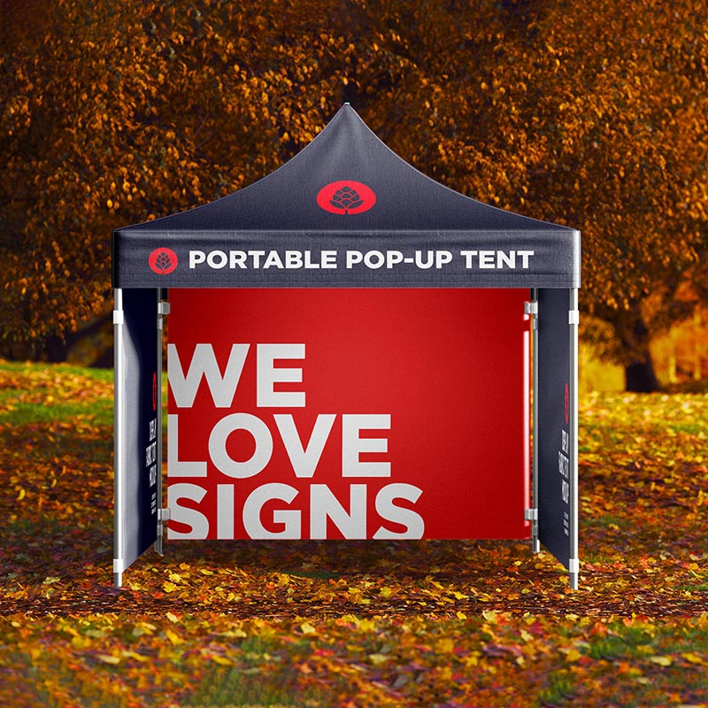 Pop-up tents, custom branded