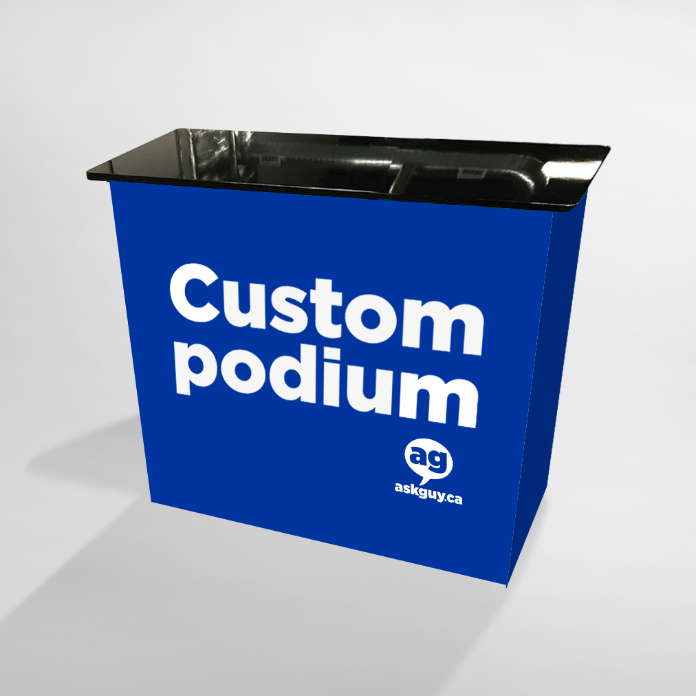 Custom Trade Show Podium AskGuy Design to print