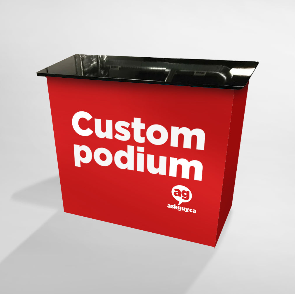 Custom Trade Show Podium AskGuy Design to print